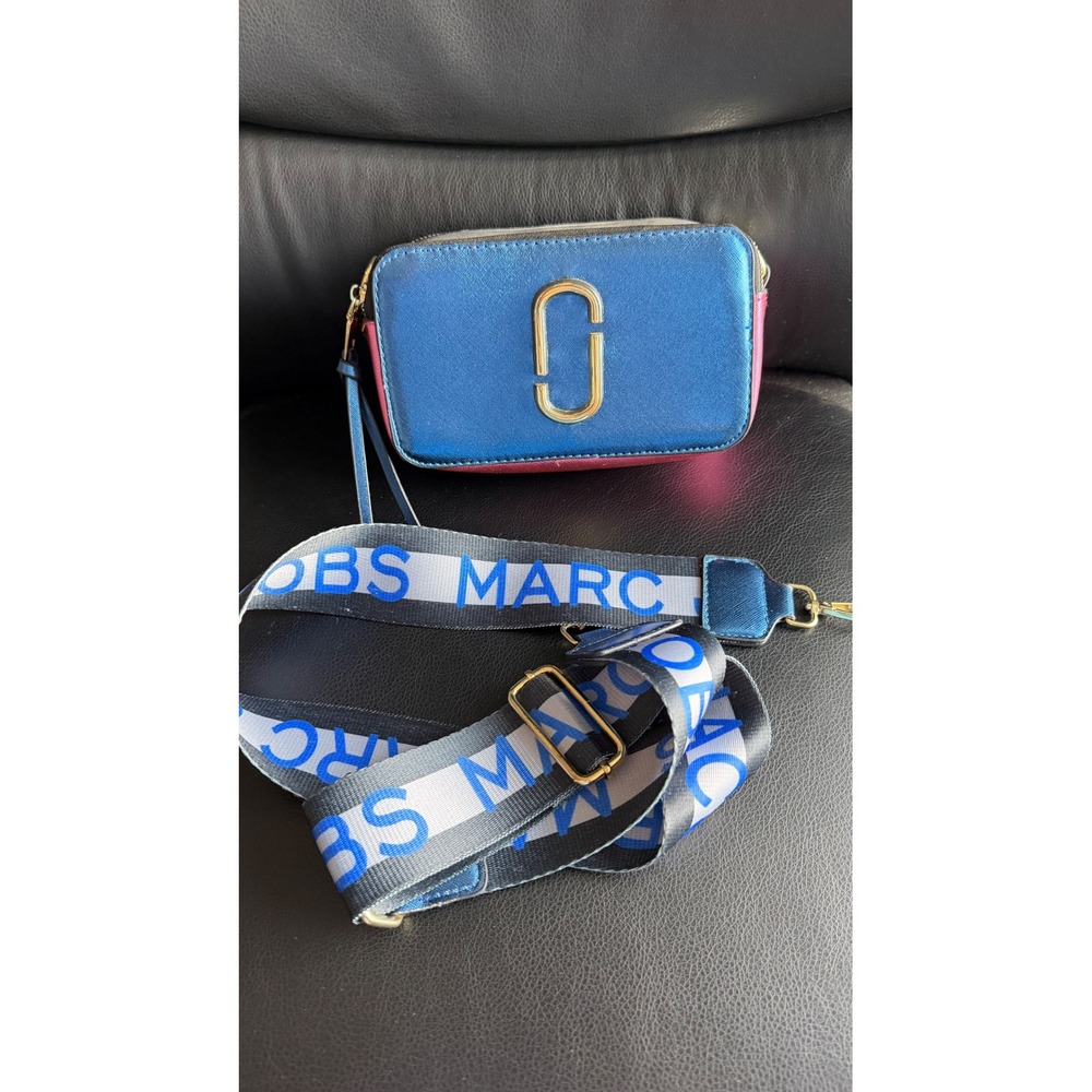 Marc Jacobs The Snapshot Metallic Blue Pink Silver Crossbody Bag